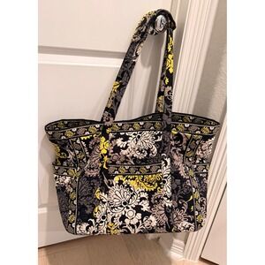 Vera Bradley Get Carried Away XL Tote Provencal Yellow Black Quilted Cotton Bag